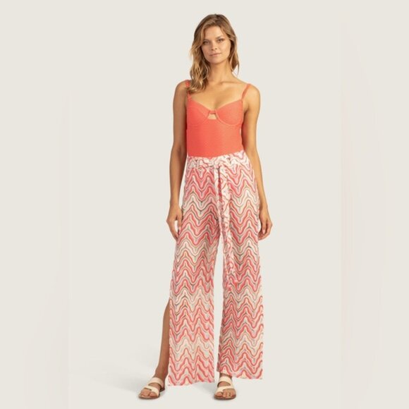 NWT TRINA TURK SERAFINA CROCHET TIE FRONT PANTS Sheer Side Slits Size M & L - Picture 1 of 14